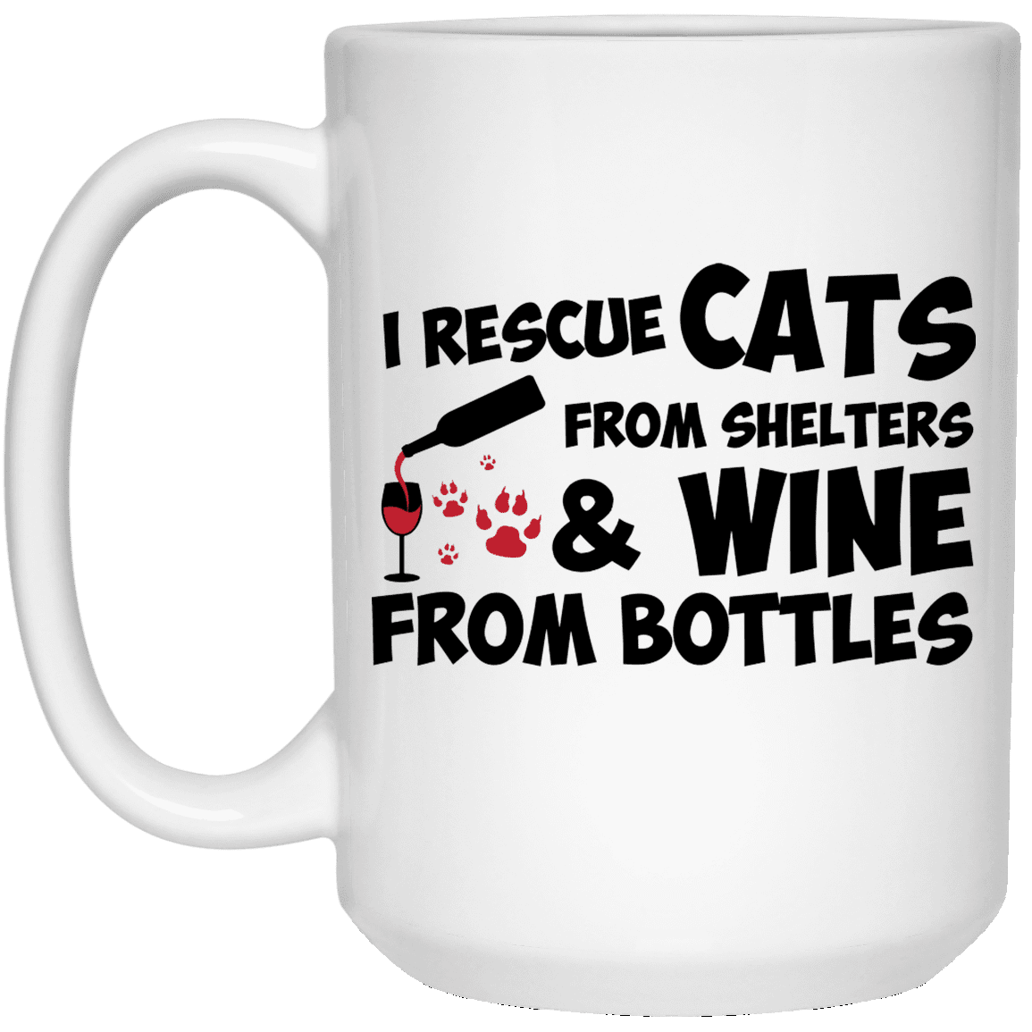 I Rescue Cats And Wine - Mugs.
