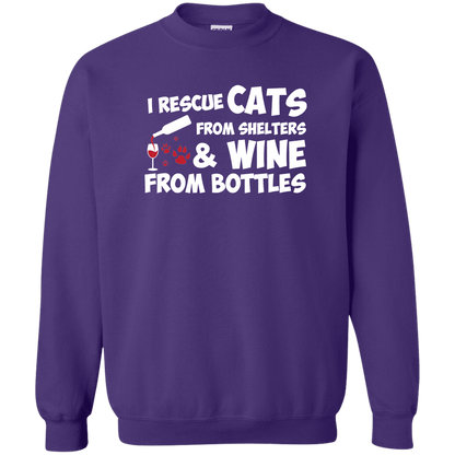 I Rescue Cats And Wine - Sweatshirt.