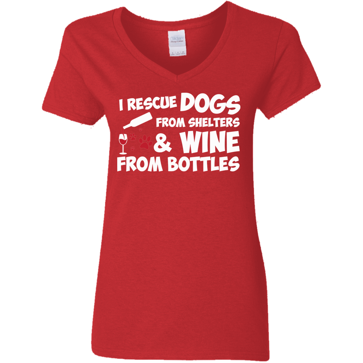 I Rescue Dogs And Wine - Ladies V Neck.