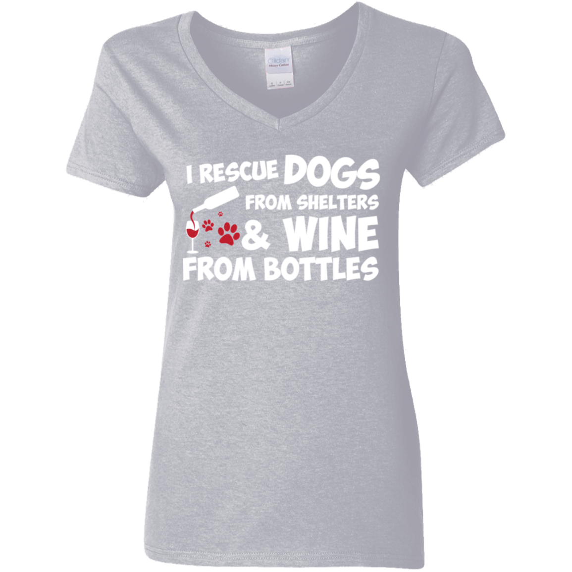 I Rescue Dogs And Wine - Ladies V Neck.