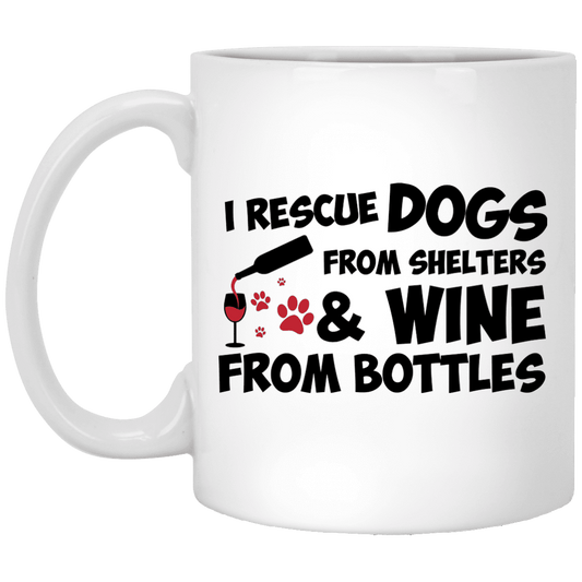I Rescue Dogs And Wine - Mugs.