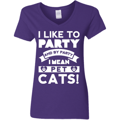 I Like To Party Cats - Ladies V Neck.
