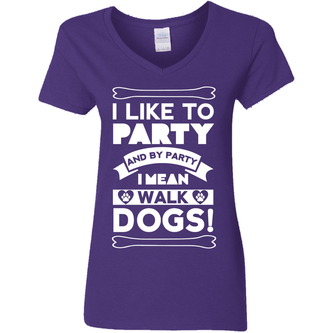 I Like To Party Dogs - Ladies V Neck.