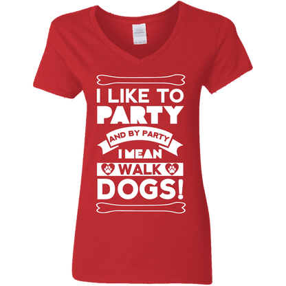 I Like To Party Dogs - Ladies V Neck.