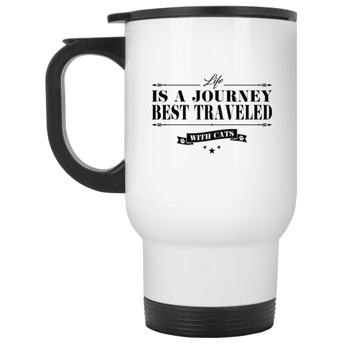 Life Is a Journey Best Travelled With Cats - Mugs.