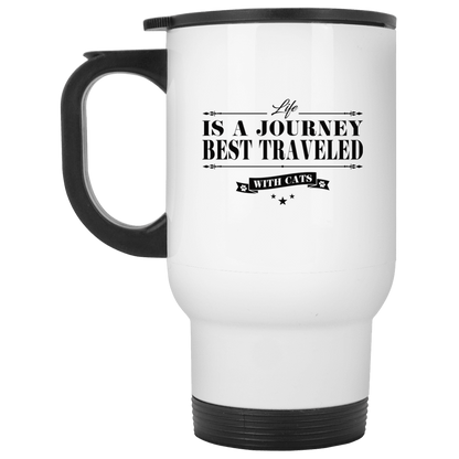 Life Is a Journey Best Travelled With Cats - Mugs.