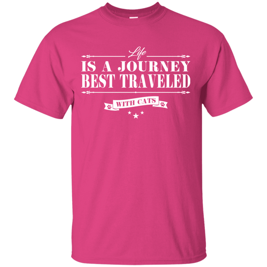 Life Is a Journey Best Travelled With Cats - T Shirt.
