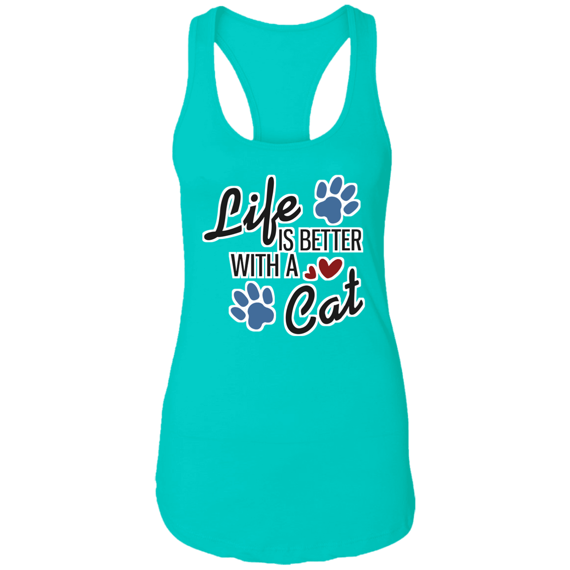 Life is Better with a Cat - Ladies Racerback Tank Rescuers Club