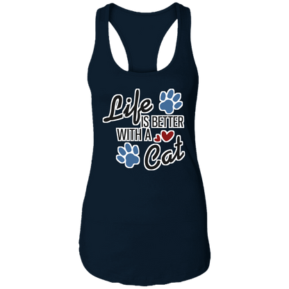 Life is Better with a Cat - Ladies Racerback Tank Rescuers Club