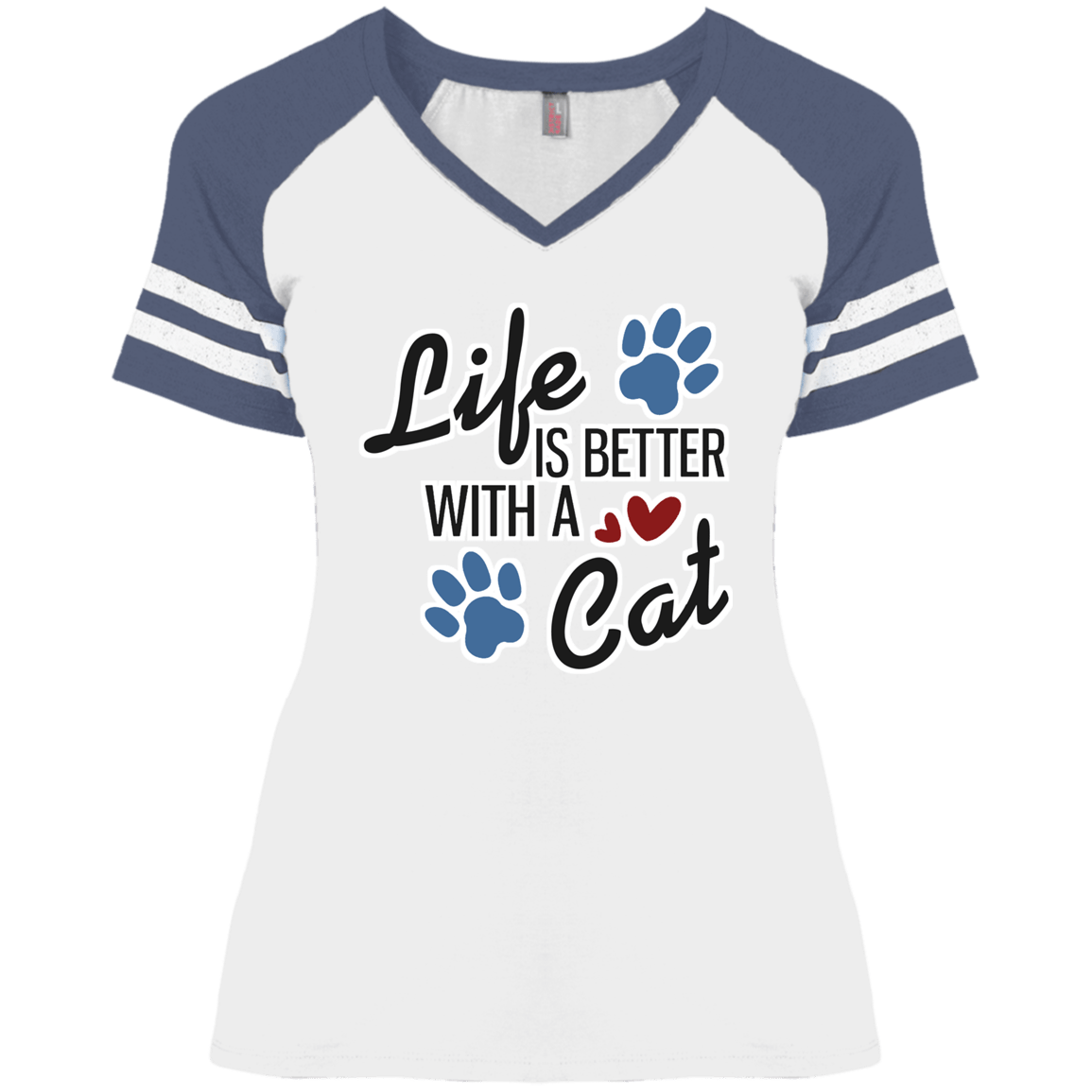 Life is Better with a Cat - Ladies Varsity V-Neck Rescuers Club