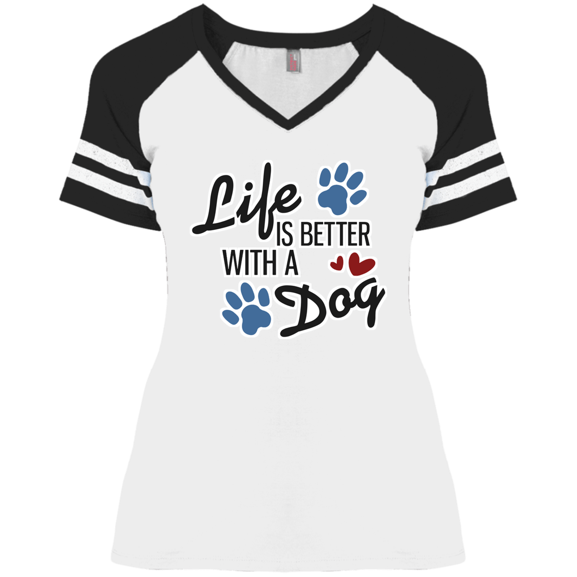 Life is Better with a Dog - Ladies Varsity V-Neck Rescuers Club