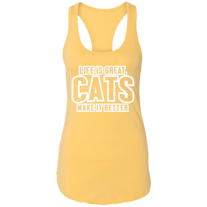 Life Is Great Cats - Ladies Racer Back Tank.