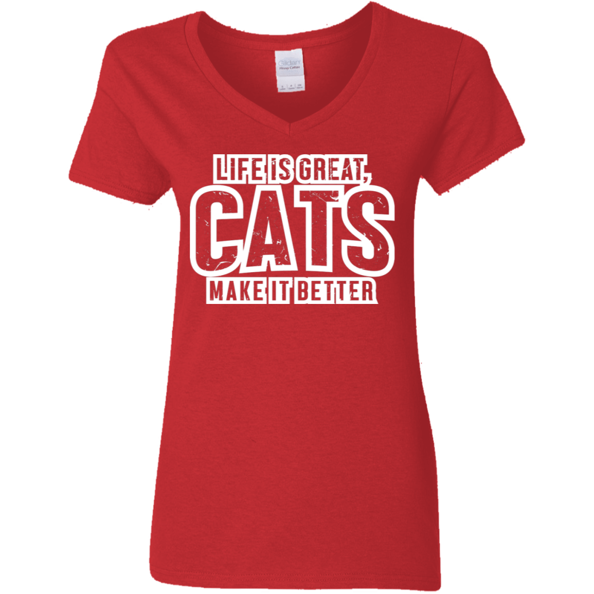 Life Is Great Cats - Ladies V Neck.
