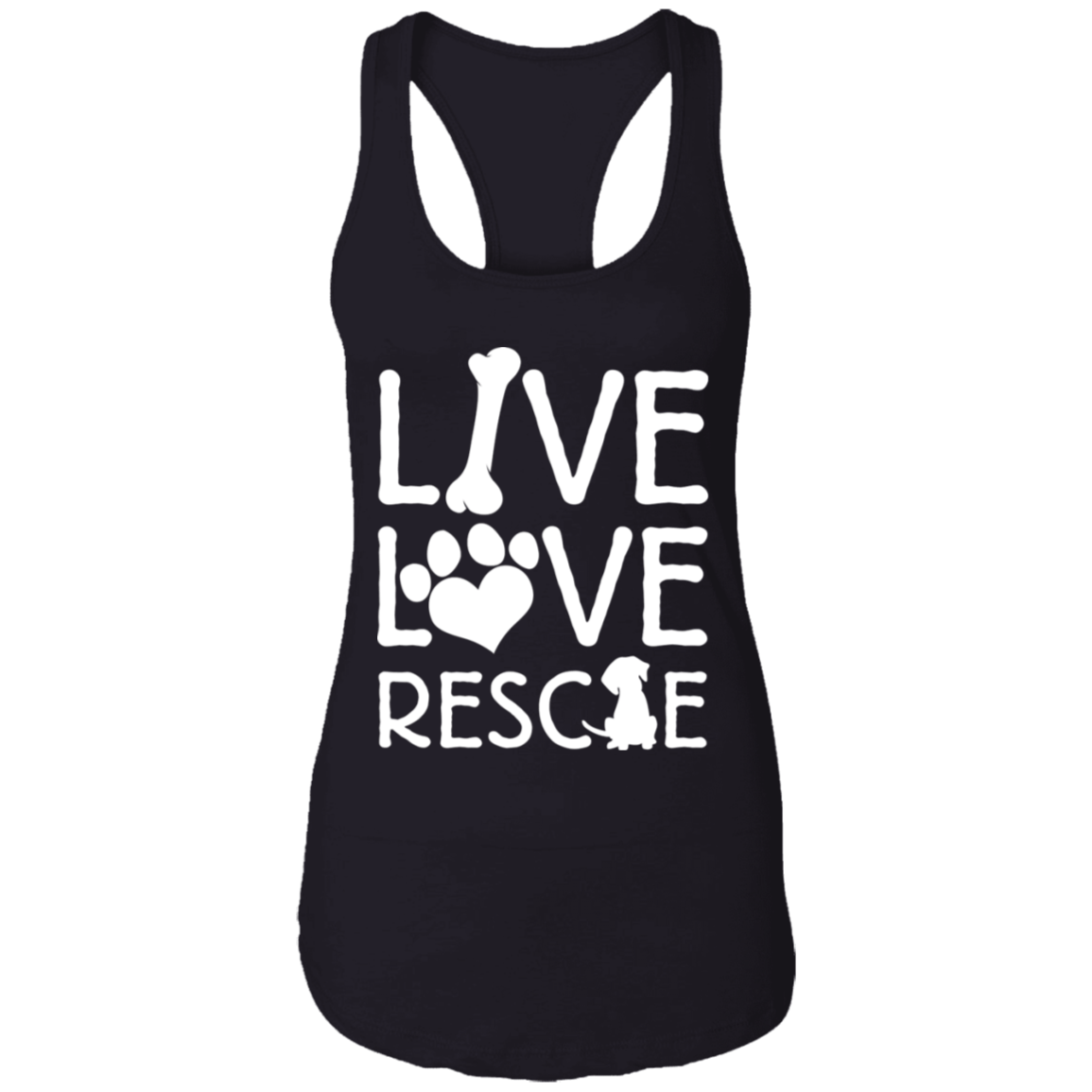 Live Love Rescue - Ladies Racer Back Tank.