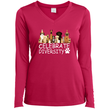 Celebrate Diversity - Long Sleeve Ladies V Neck.