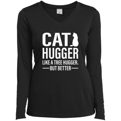 Cat Hugger - Long Sleeve Ladies V Neck.