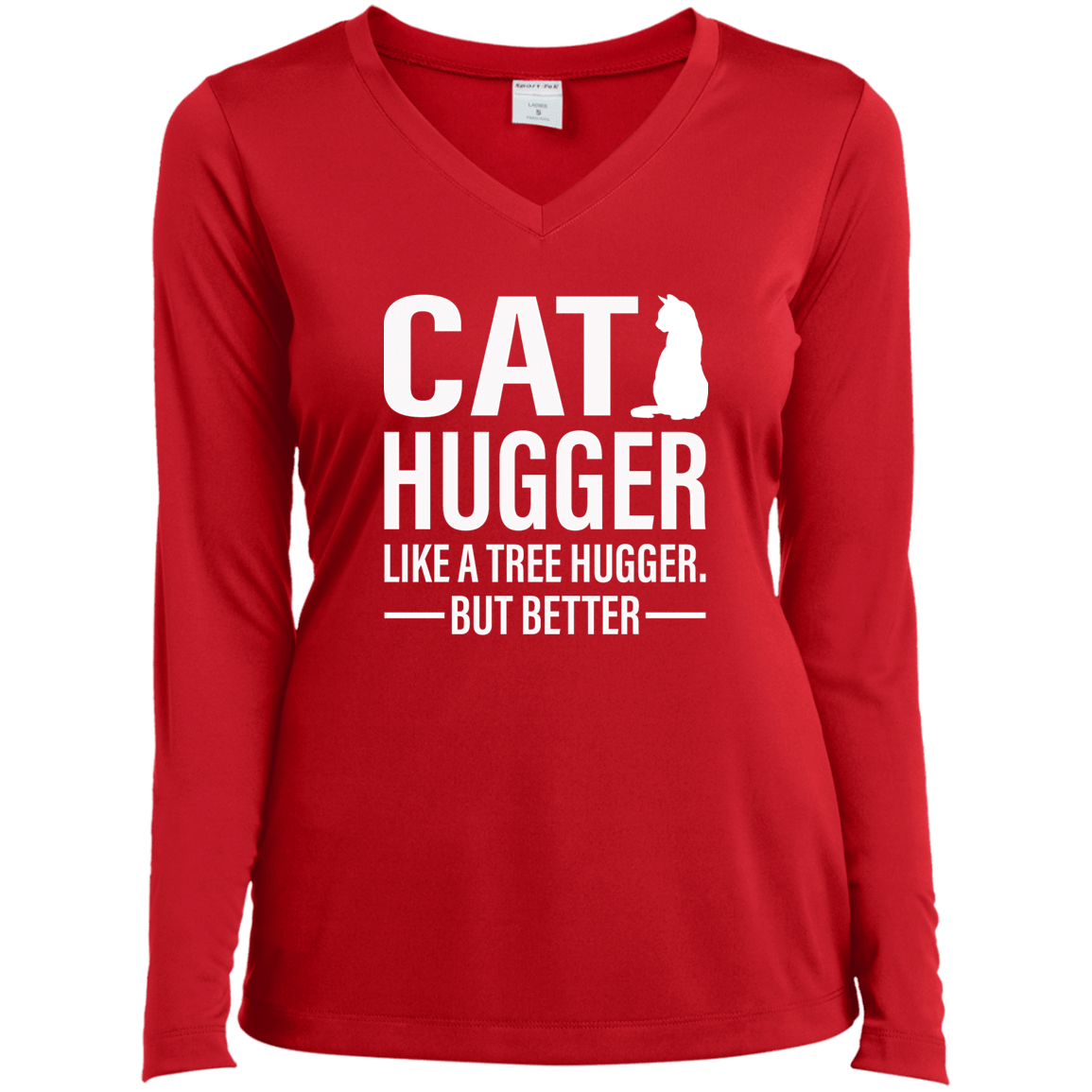 Cat Hugger - Long Sleeve Ladies V Neck.