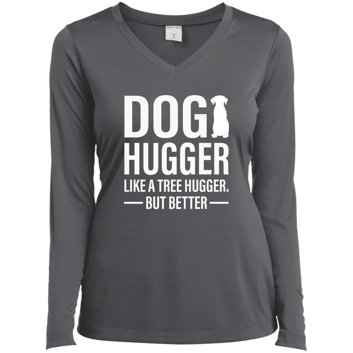 Dog Hugger - Long Sleeve Ladies V Neck.
