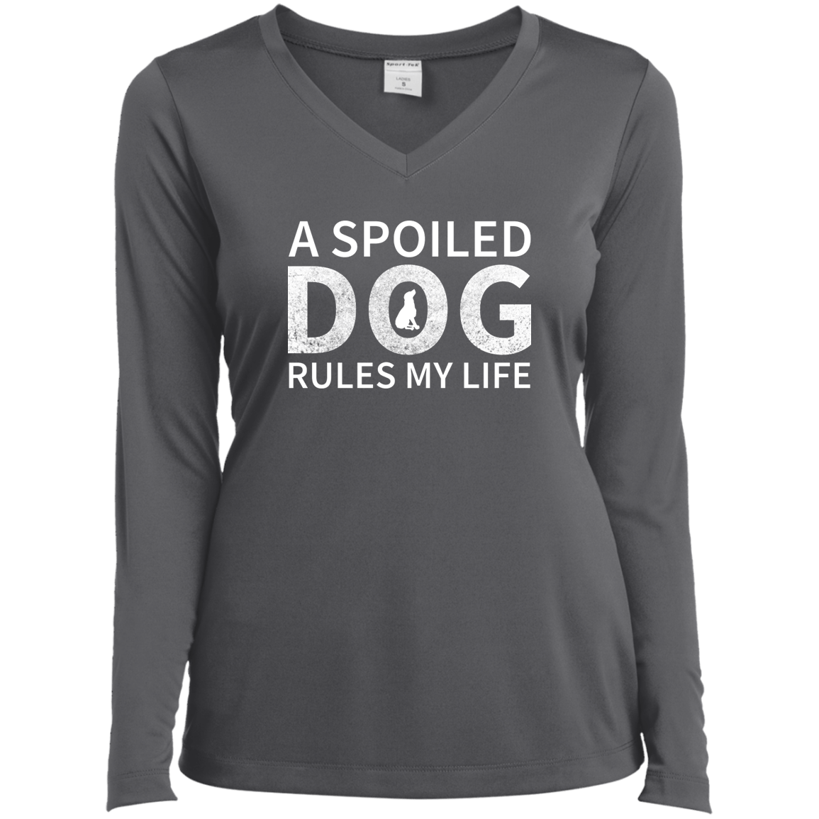 A Spoiled Dog Rules My Life - Long Sleeve Ladies V Neck.