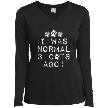 I Was Normal Cats  - Long Sleeve Ladies V Neck.
