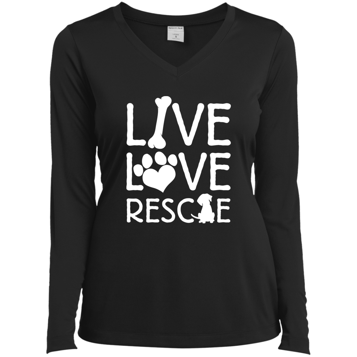 Live Love Rescue - Long Sleeve Ladies V Neck.