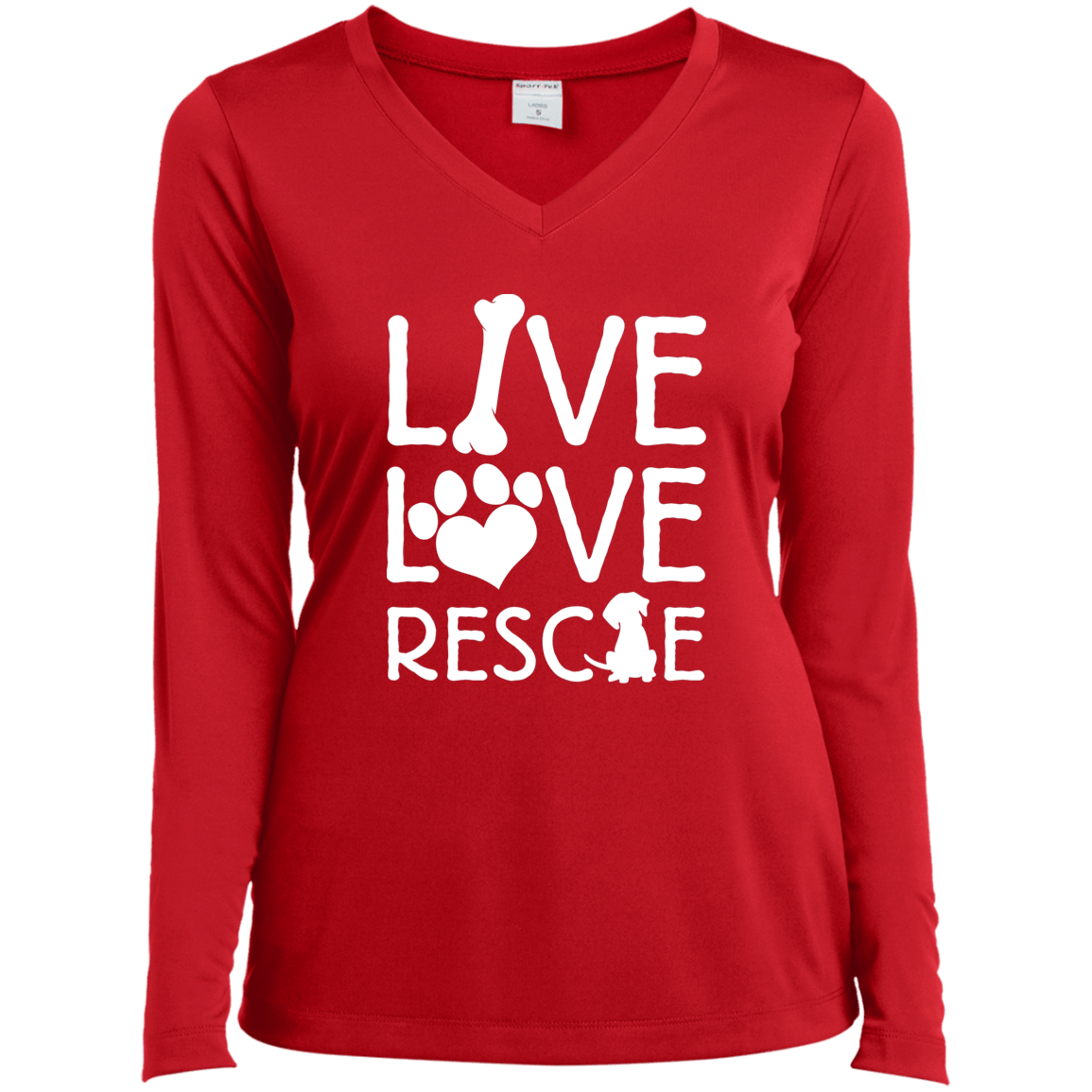 Live Love Rescue - Long Sleeve Ladies V Neck.