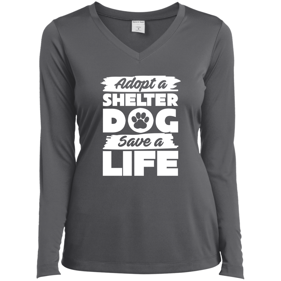 Adopt A Shelter Dog - Long Sleeve Ladies V Neck.
