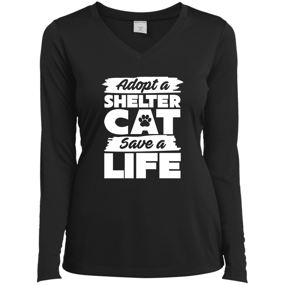 Adopt A Shelter Cat - Long Sleeve Ladies V Neck.