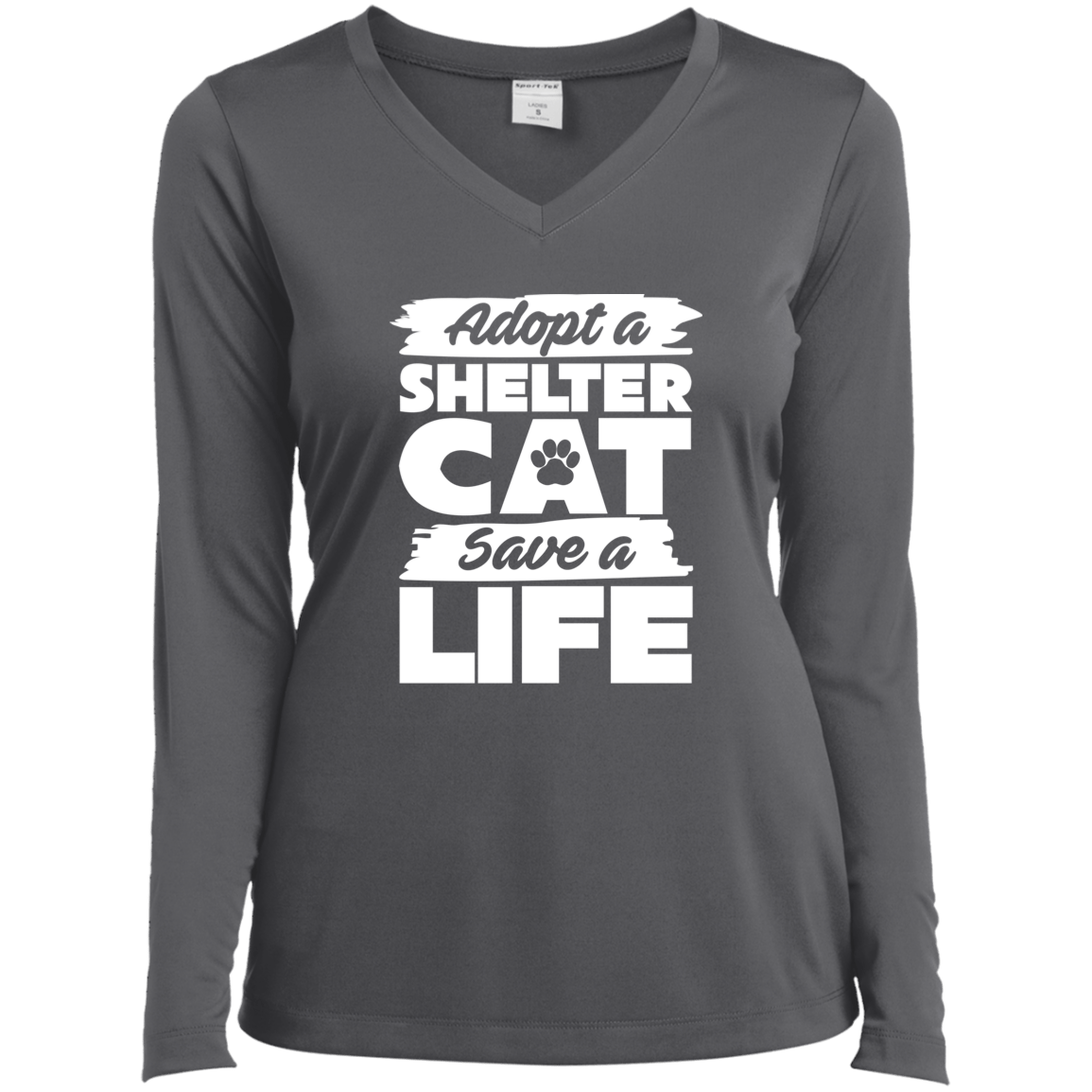 Adopt A Shelter Cat - Long Sleeve Ladies V Neck.