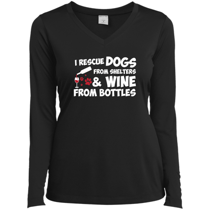 I Rescue Dogs From Shelters - Long Sleeve Ladies V Neck.
