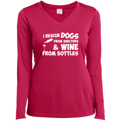I Rescue Dogs From Shelters - Long Sleeve Ladies V Neck.