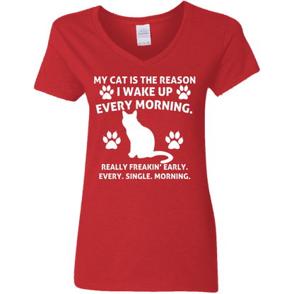 My Cat Is The Reason  - Ladies V Neck.