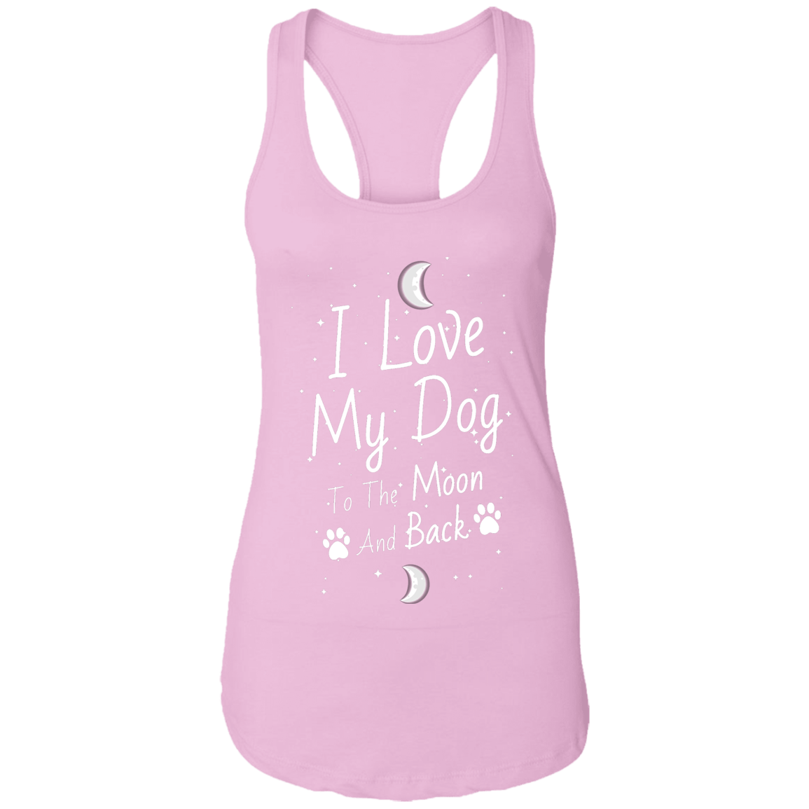 Moon And Back - Ladies Racer Back Tank.