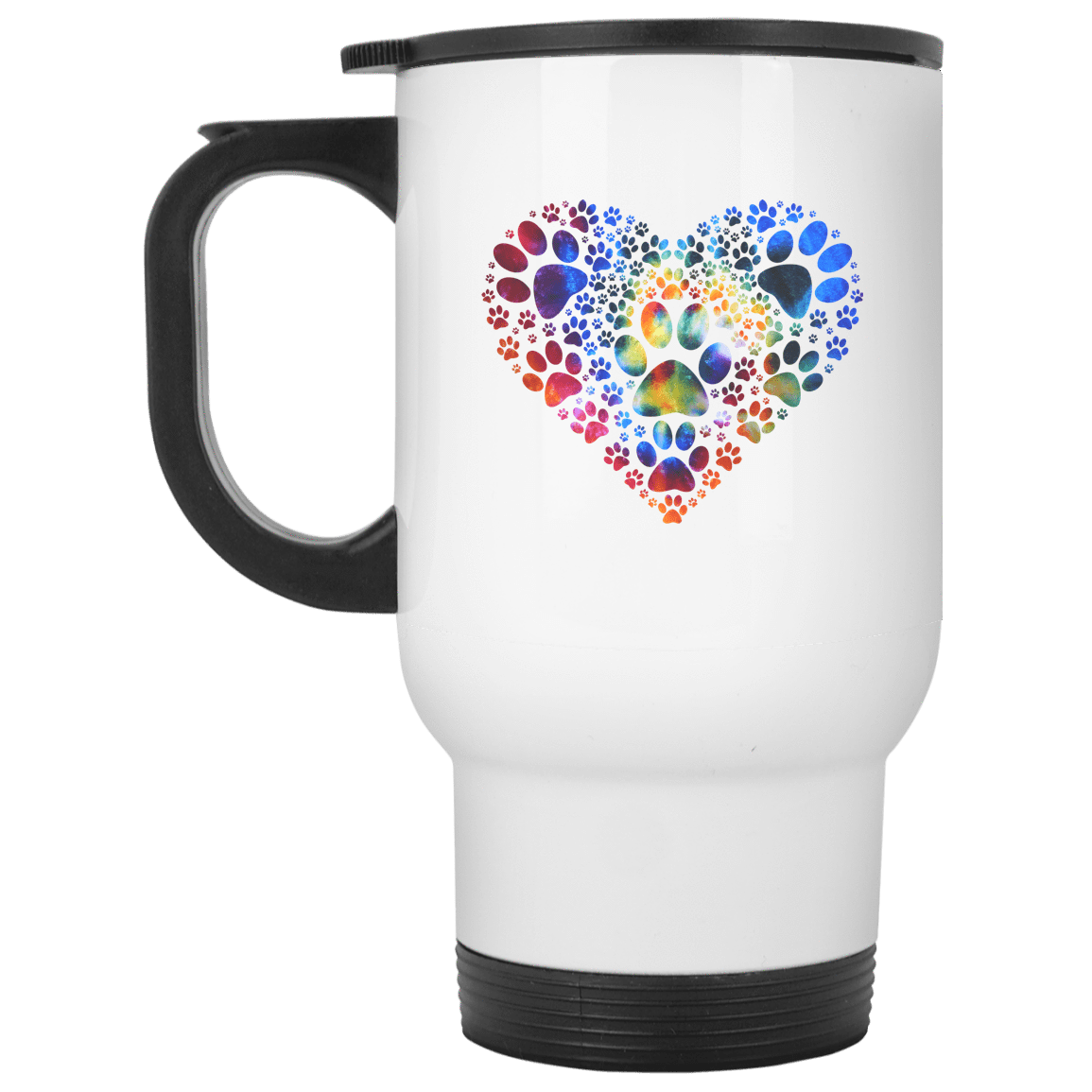 Multi-Colored Pawprint Heart - Mugs.