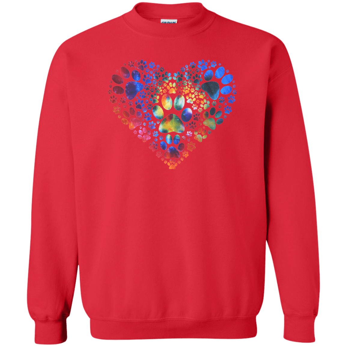 Multi-Colored Pawprint Heart - Sweatshirt.