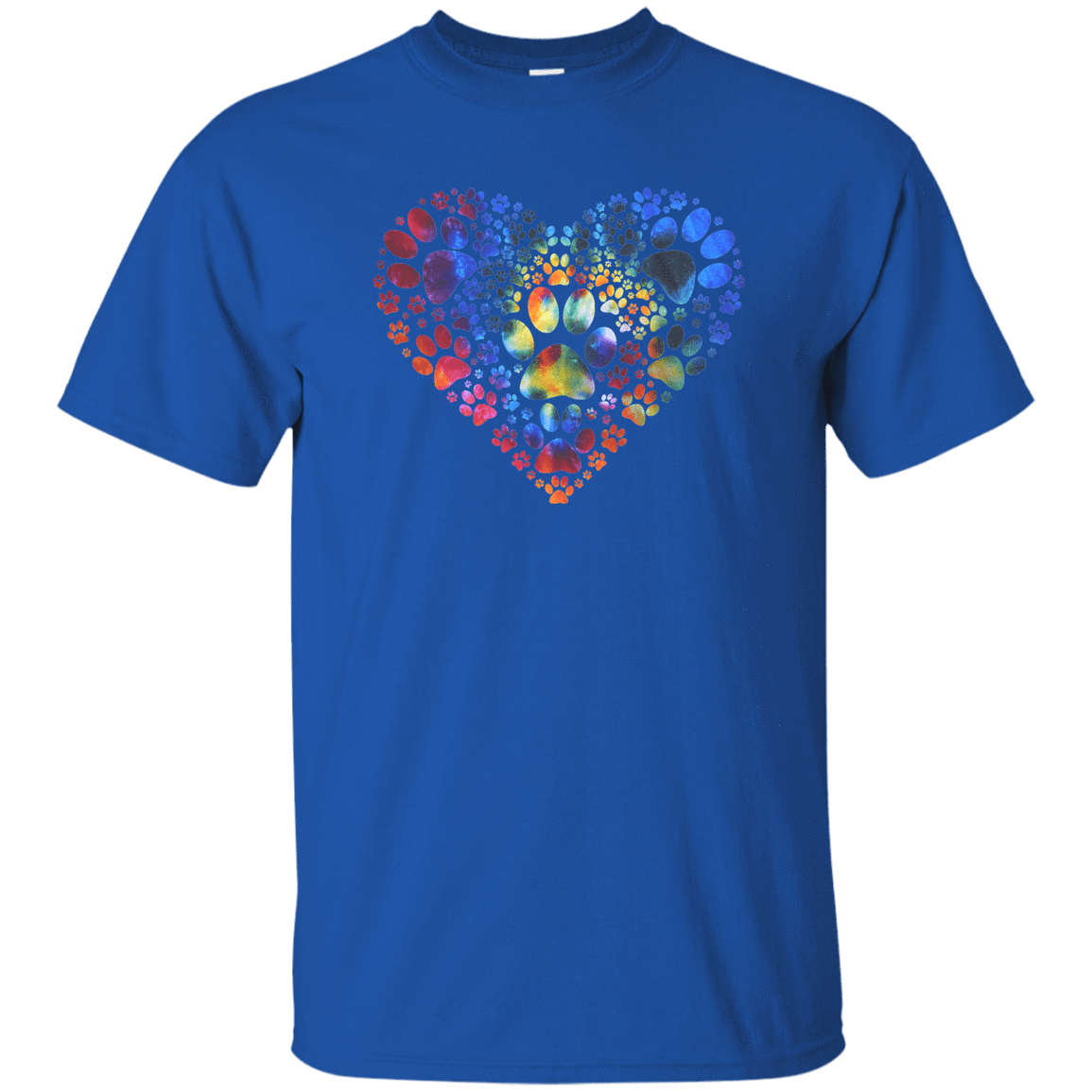 Multi-Colored Pawprint Heart - T Shirt.