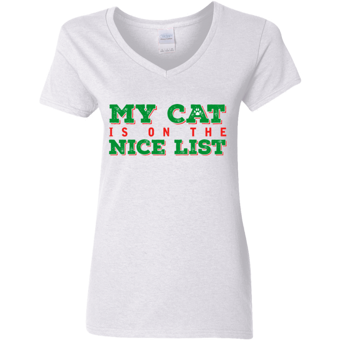 My Cat Is On The Nice List - Ladies V Neck.