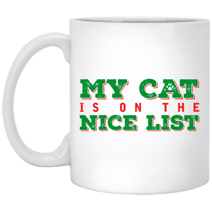 My Cat Is On The Nice List - Mugs.