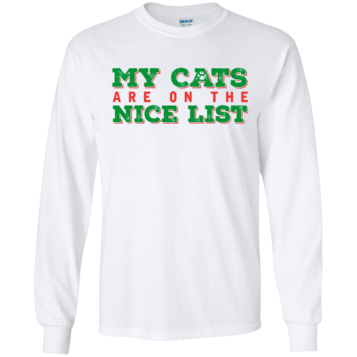 My Cats Are On The Nice List - White Long Sleeve T-Shirt.