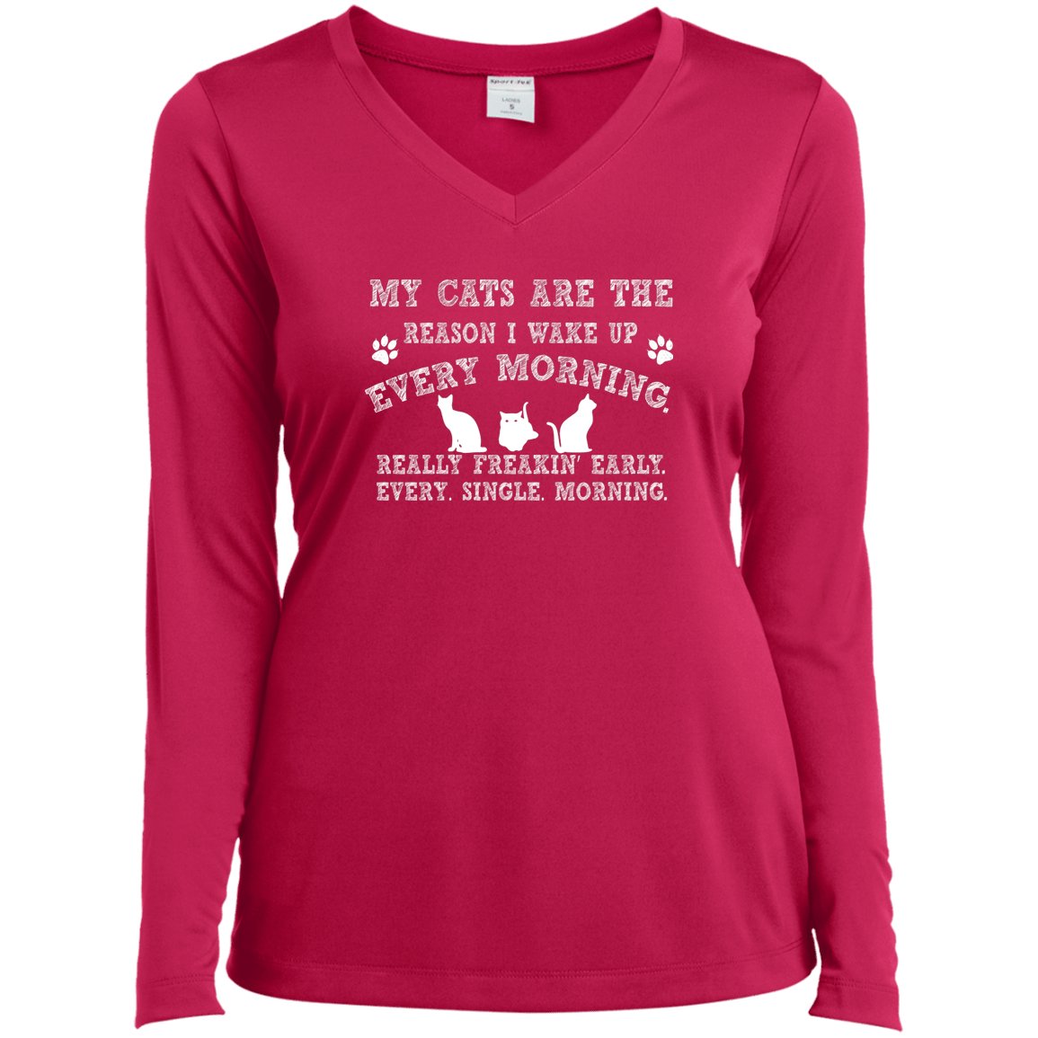 My Cats Are The Reason - Long Sleeve Ladies V Neck.