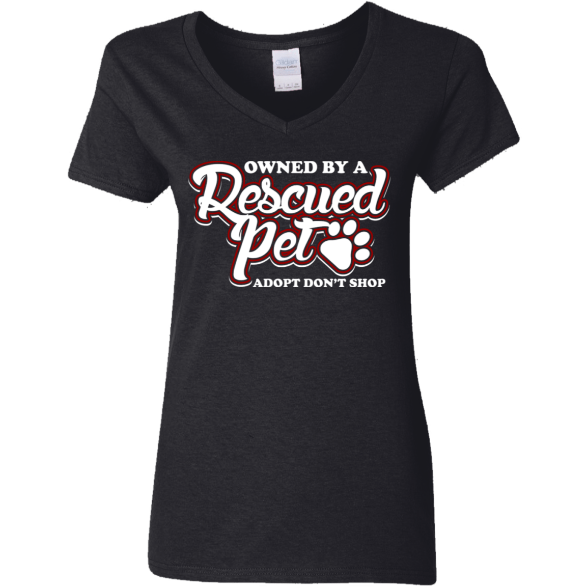 Owned By A Rescued Pet  - Ladies V Neck.