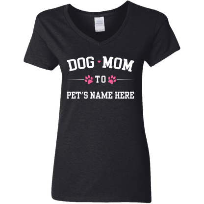 Personalized Dog Mom To - Ladies V Neck.