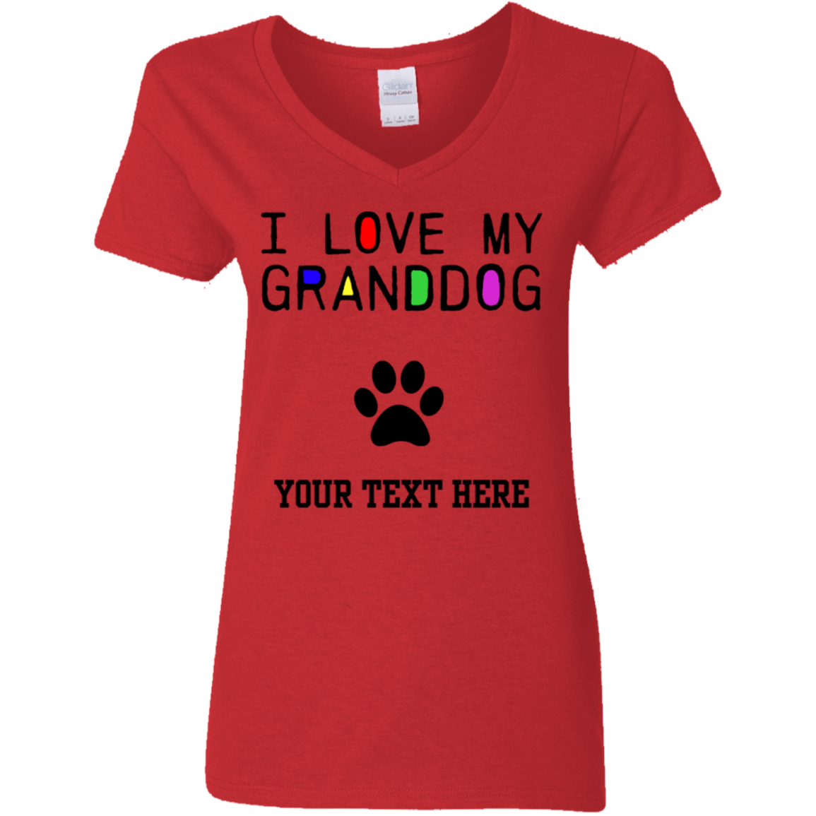Personalized I Love My Grand-Dog - Ladies V Neck.