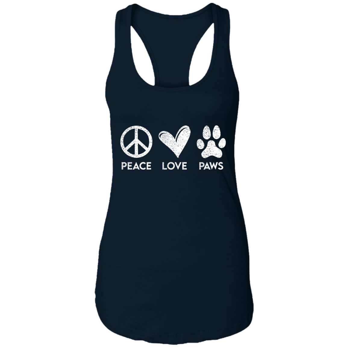 Peace Love Paws Signs  - Ladies Racer Back Tank.