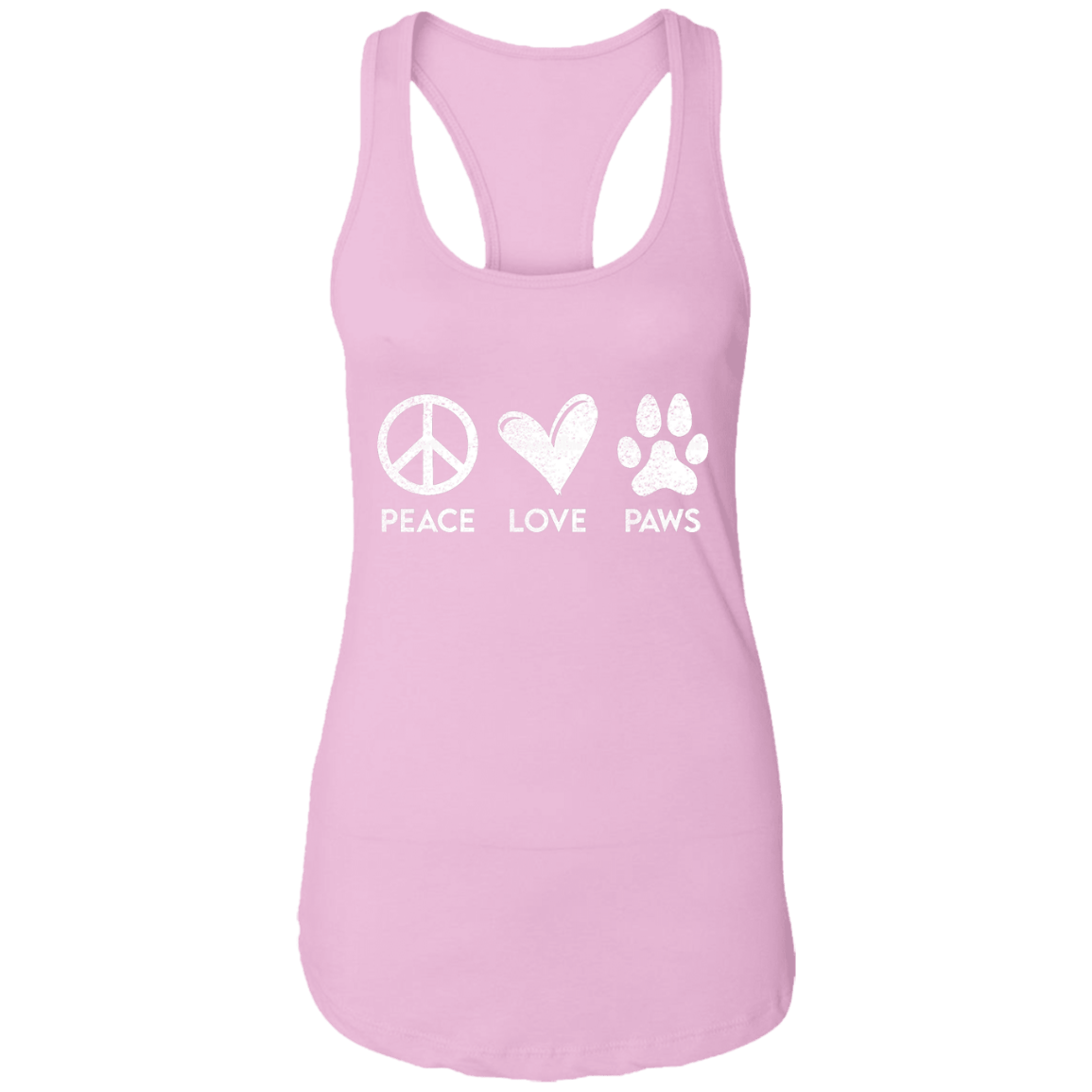 Peace Love Paws Signs  - Ladies Racer Back Tank.