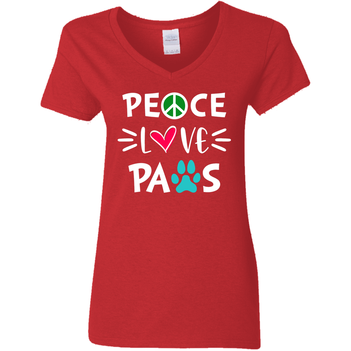 Peace Love Paws - Ladies V Neck.