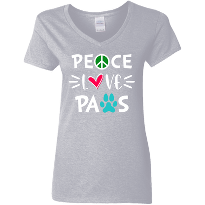 Peace Love Paws - Ladies V Neck.