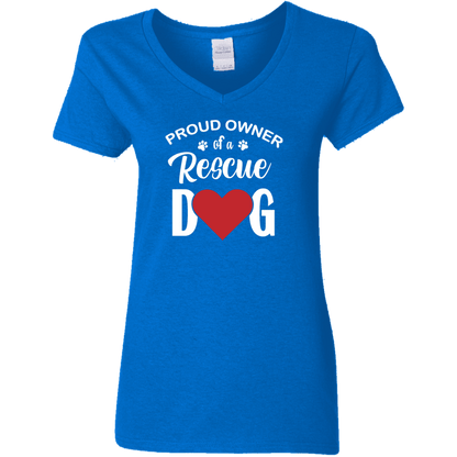 Proud Owner Of A Rescue Dog - Ladies V Neck.