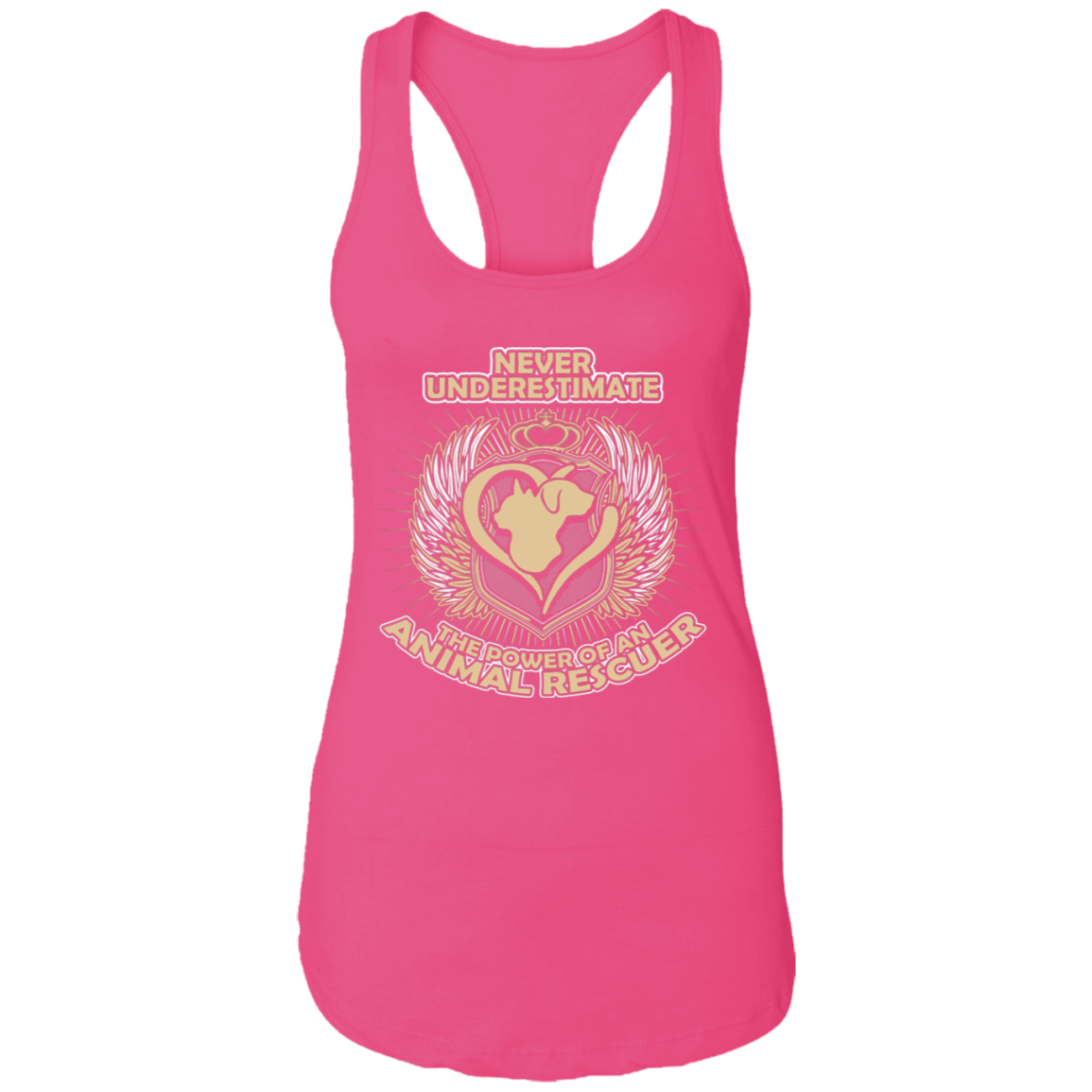 Power Of An Animal Rescuer - Ladies Racer Back Tank.