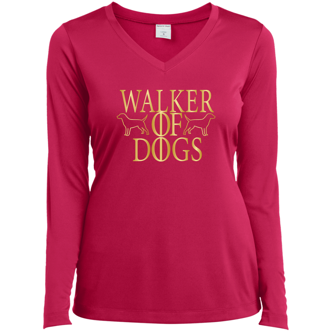 Walker Of Dogs - Long Sleeve Ladies V Neck.